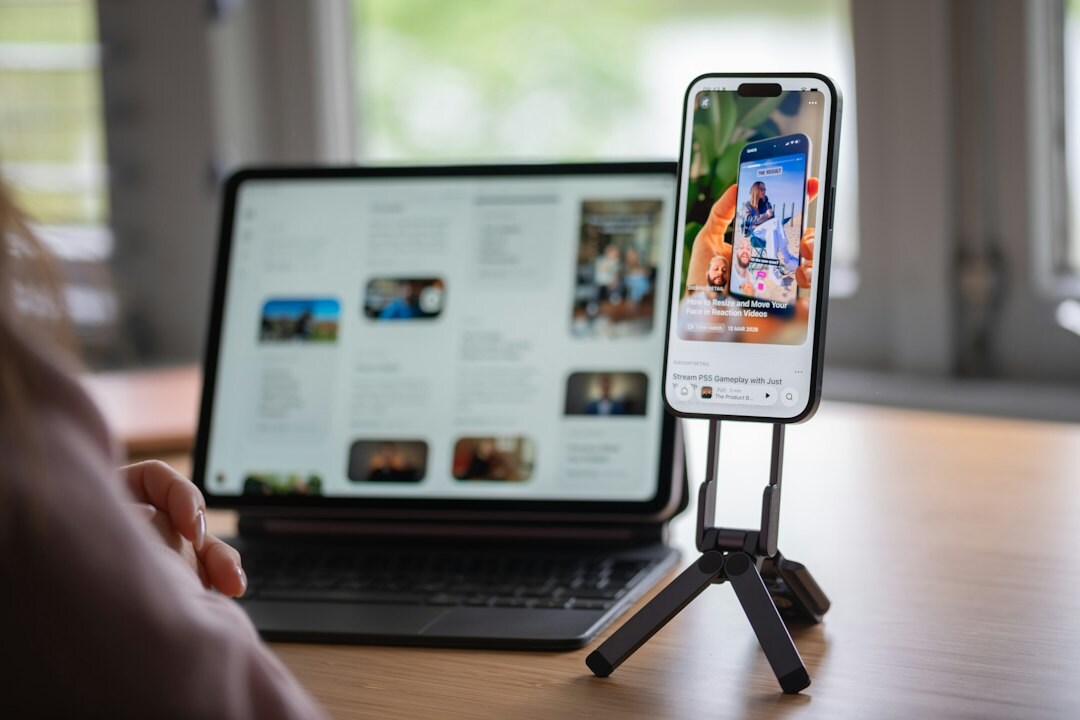 Young Uruguayan influencer recording content with a smartphone